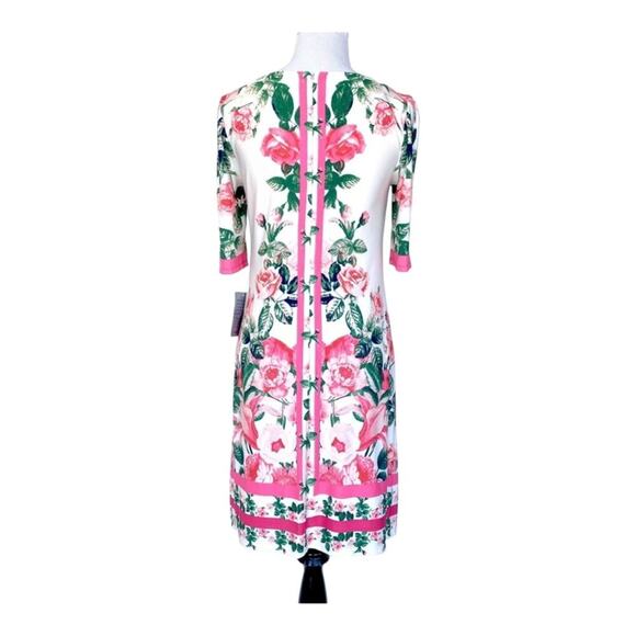 Eliza J Pink and White Floral Stretch Tunic Dress Size 4 Small‎ NWT Retails $128 - Picture 4 of 9